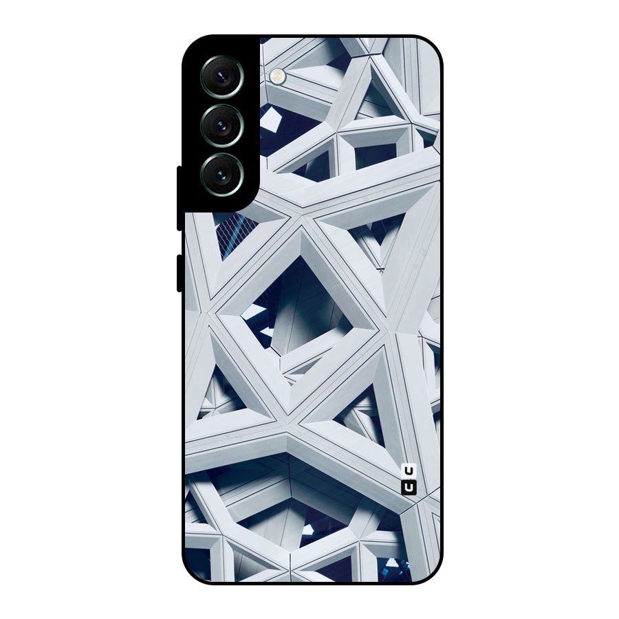 Abstract White Lines Metal Back Case for Galaxy S22 Plus 5G