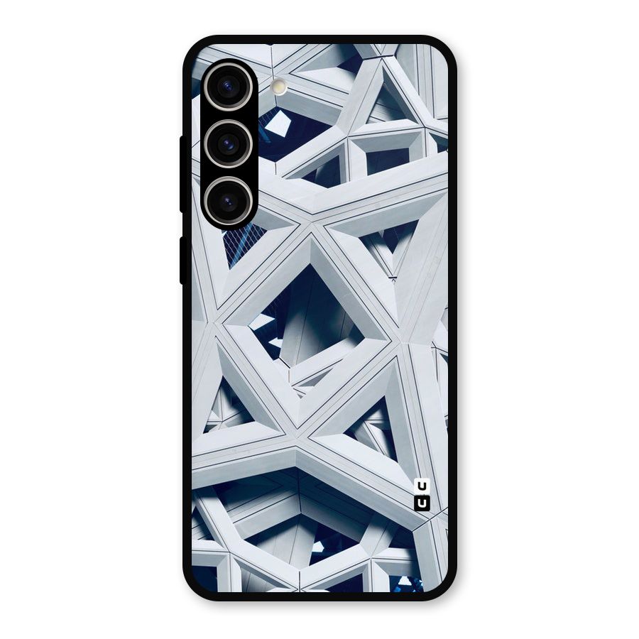 Abstract White Lines Metal Back Case for Galaxy S23 Plus