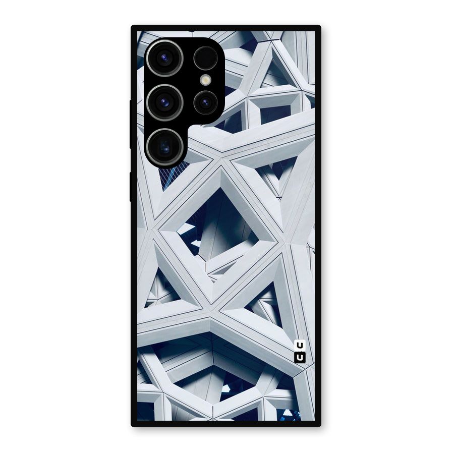 Abstract White Lines Metal Back Case for Galaxy S23 Ultra