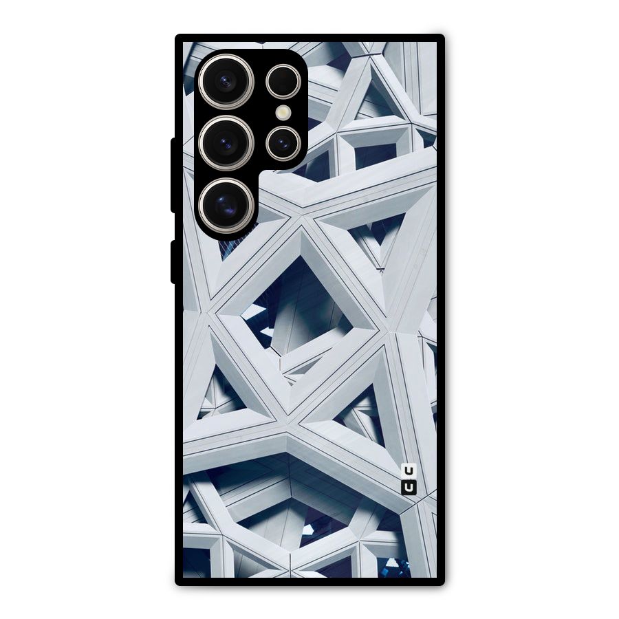 Abstract White Lines Metal Back Case for Galaxy S24 Ultra