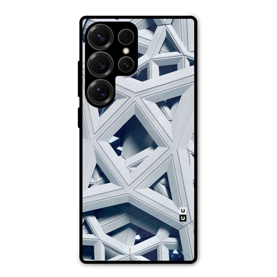 Abstract White Lines Metal Back Case for Galaxy S25 Ultra