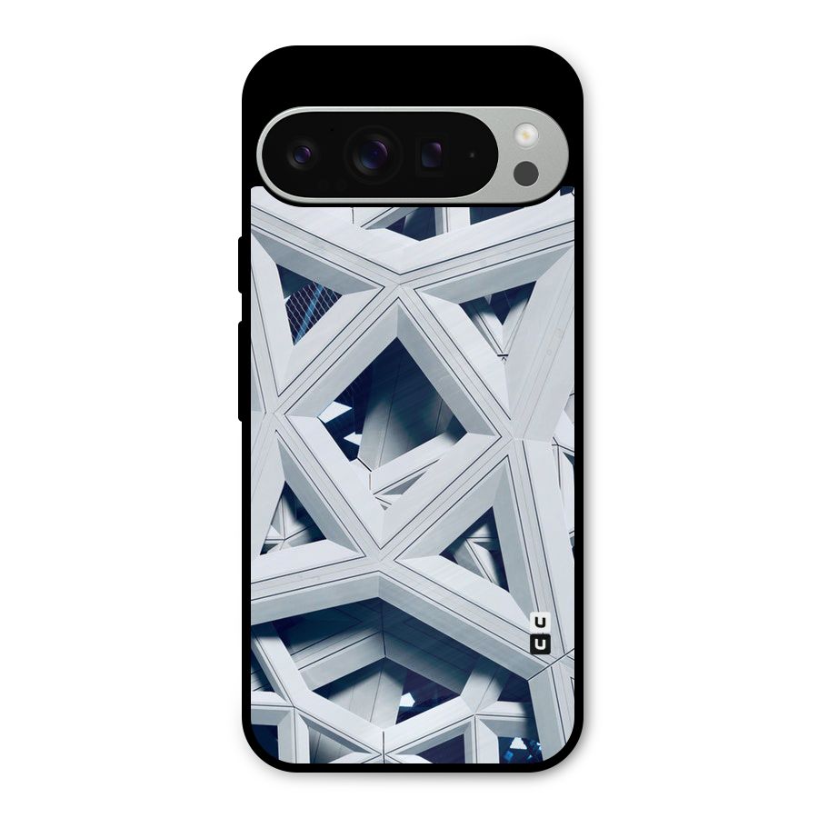 Abstract White Lines Metal Back Case for Google Pixel 9 Pro XL