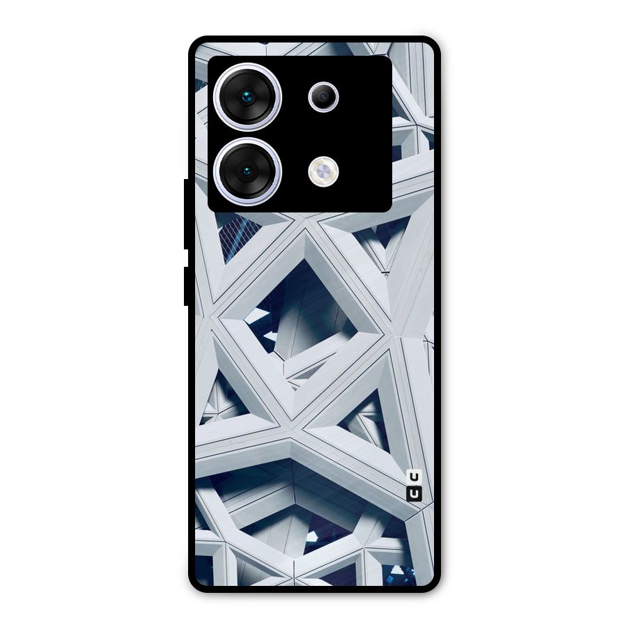 Abstract White Lines Metal Back Case for Infinix Zero 30 5G