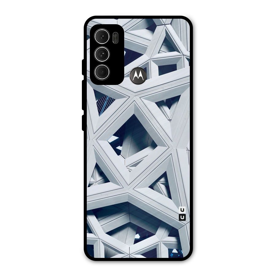 Abstract White Lines Metal Back Case for Moto G60