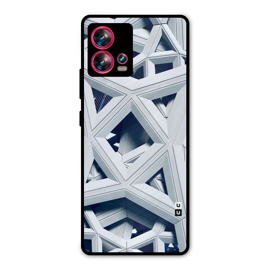 Abstract White Lines Metal Back Case for Motorola Edge 30 Fusion