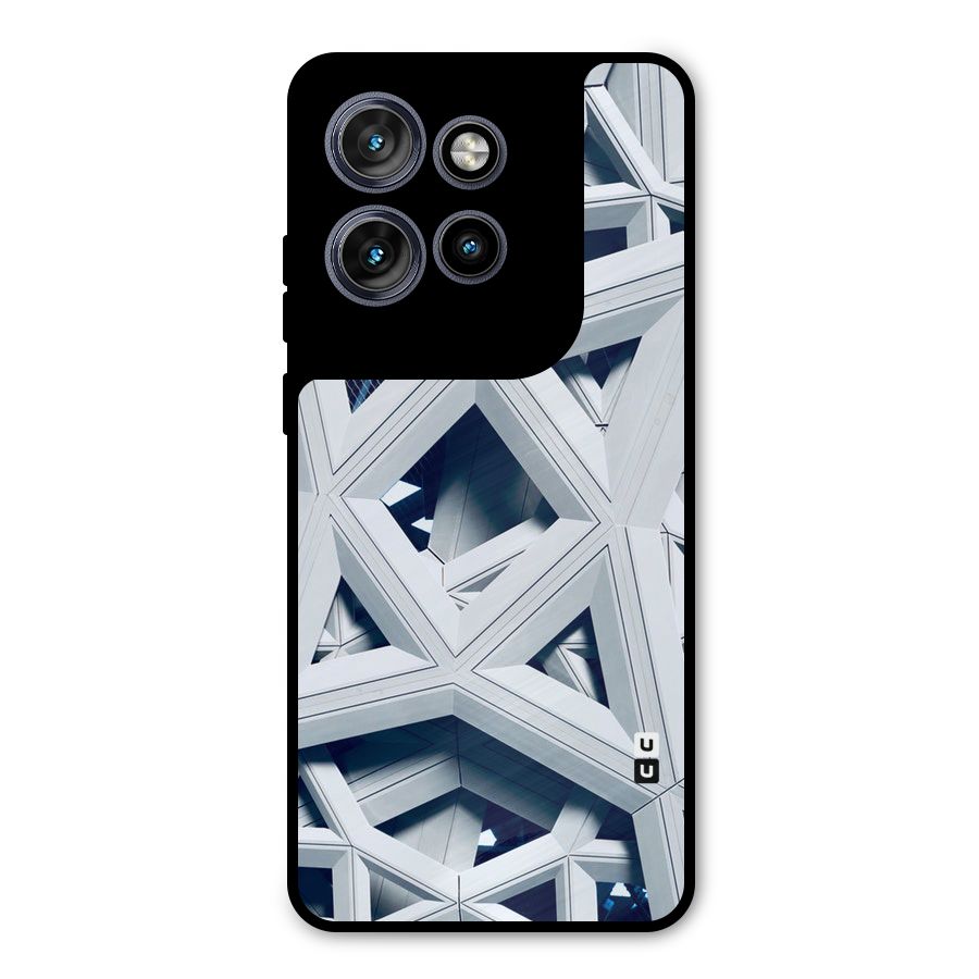 Abstract White Lines Metal Back Case for Motorola Edge 50 Neo