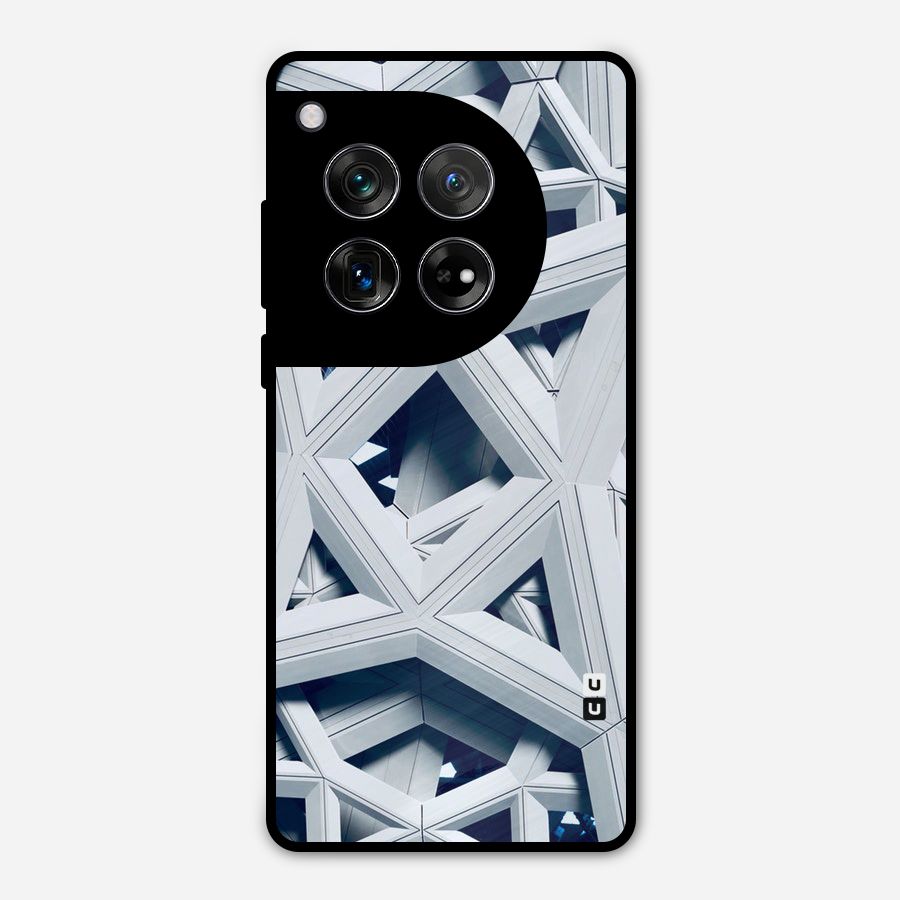 Abstract White Lines Metal Back Case for OnePlus 12