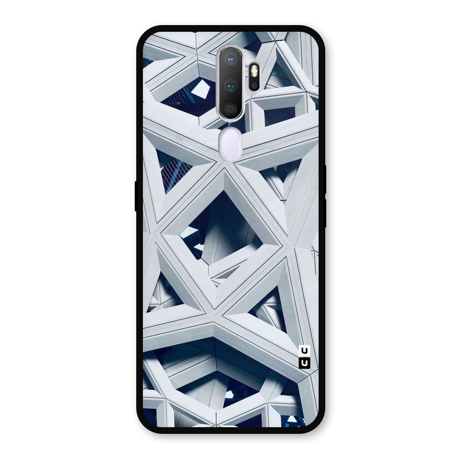 Abstract White Lines Metal Back Case for Oppo A5 (2020)