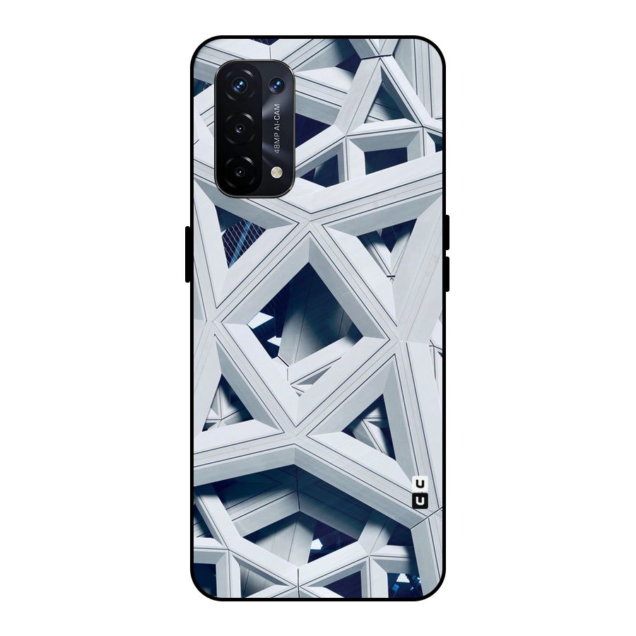 Abstract White Lines Metal Back Case for Oppo A74 5G