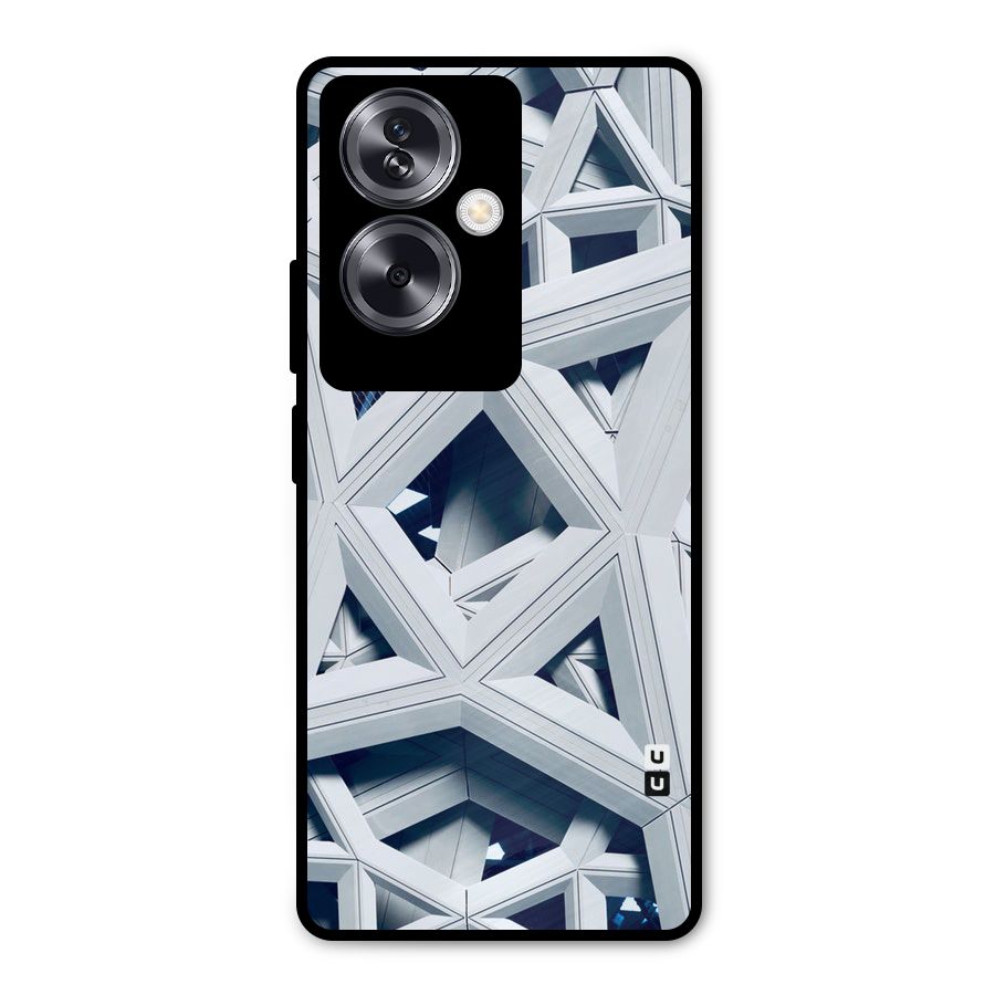 Abstract White Lines Metal Back Case for Oppo A79 5G
