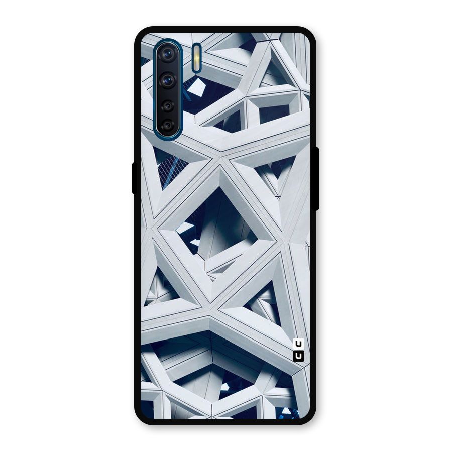 Abstract White Lines Metal Back Case for Oppo F15