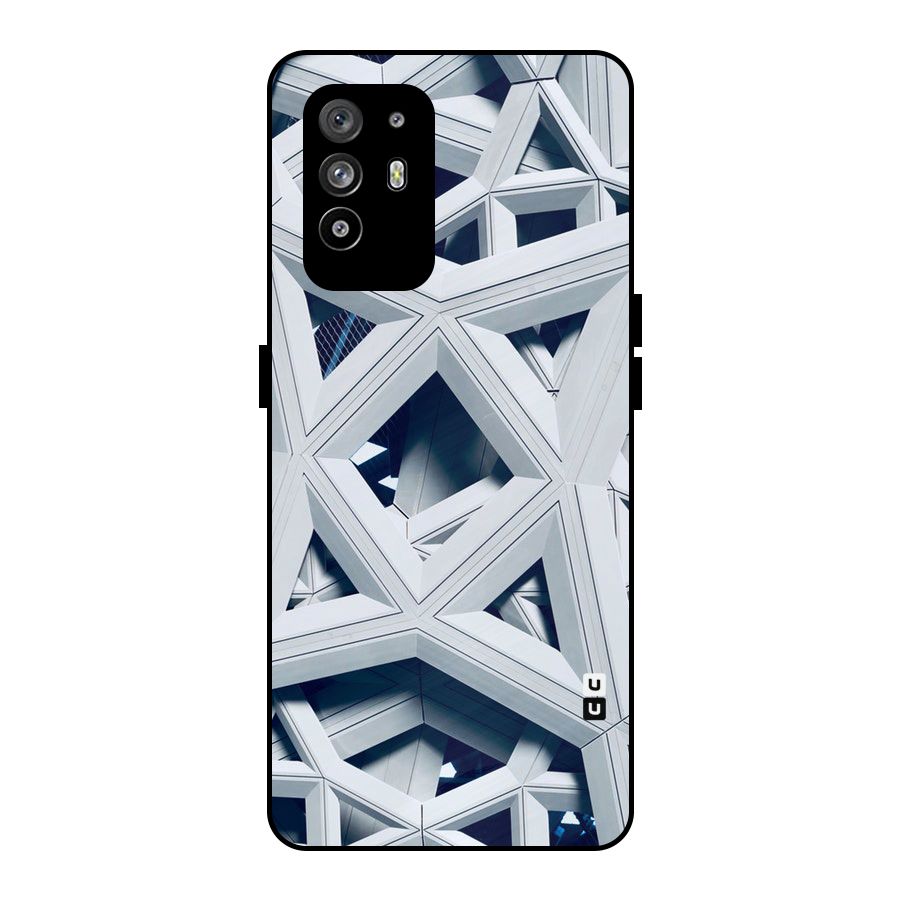 Abstract White Lines Metal Back Case for Oppo F19 Pro Plus 5G