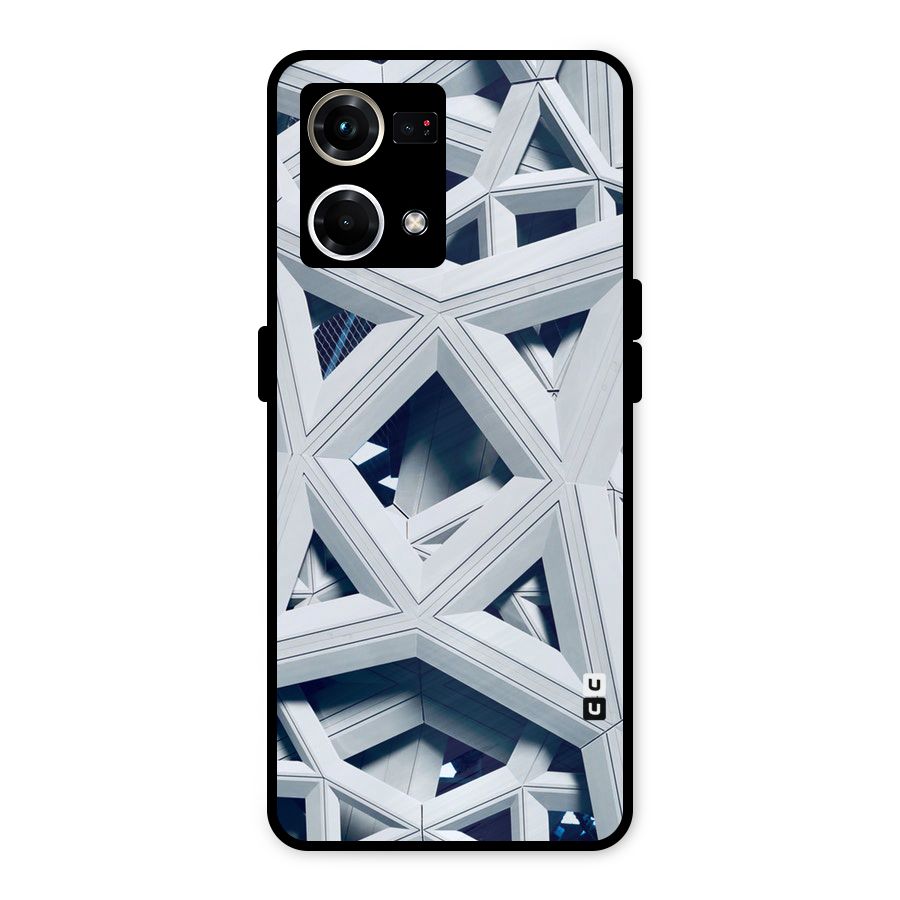 Abstract White Lines Metal Back Case for Oppo F21s Pro 4G