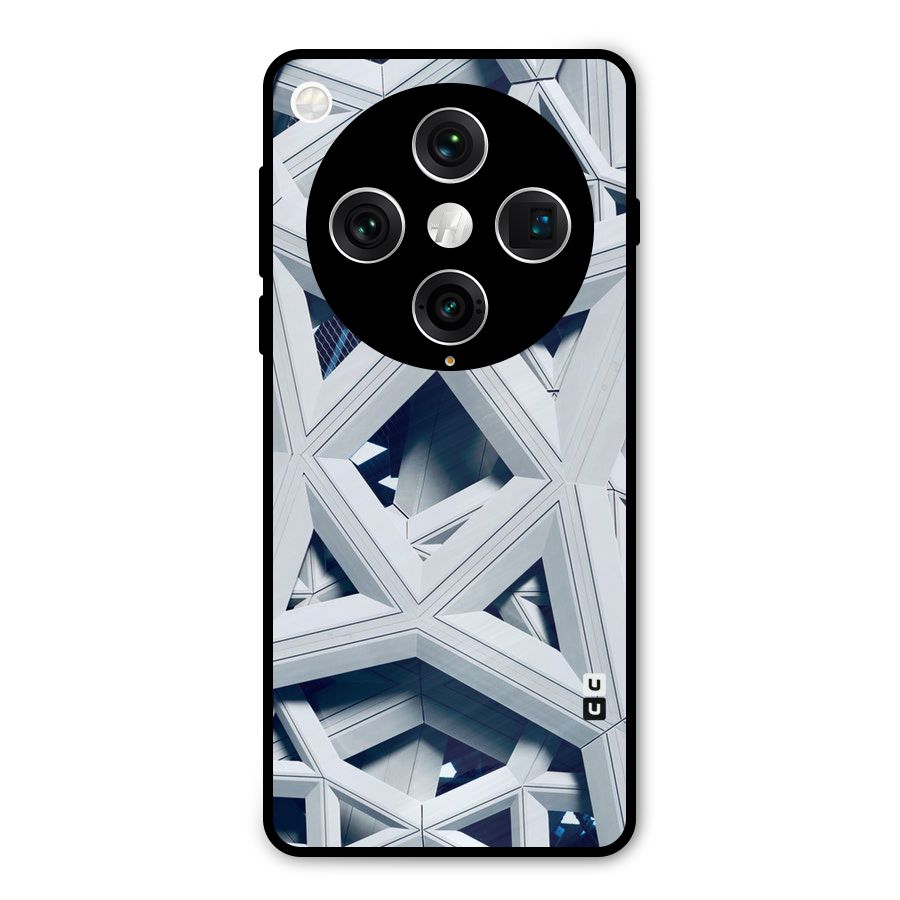 Abstract White Lines Metal Back Case for Oppo Find X8 Pro
