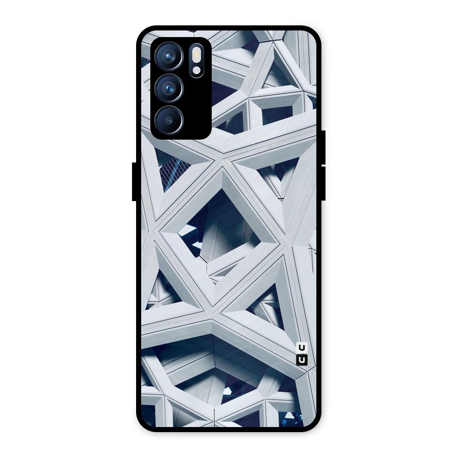 Abstract White Lines Metal Back Case for Oppo Reno6 5G