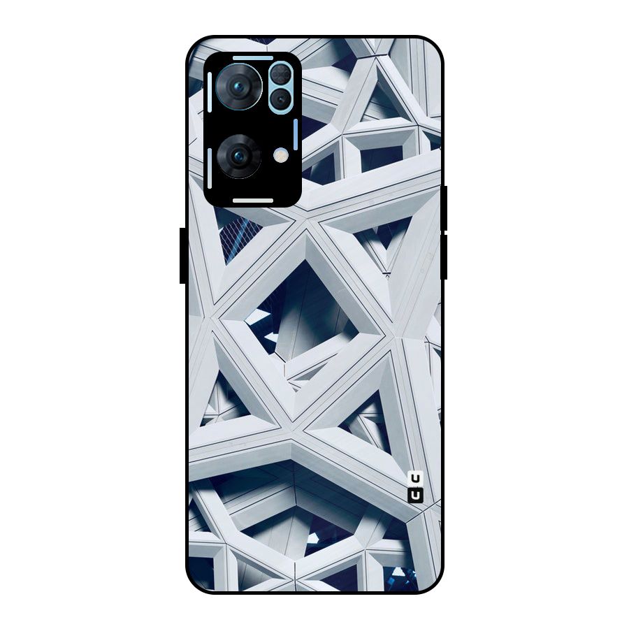 Abstract White Lines Metal Back Case for Oppo Reno7 Pro 5G
