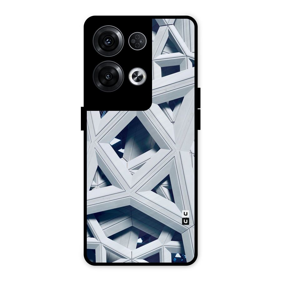 Abstract White Lines Metal Back Case for Oppo Reno8 Pro 5G