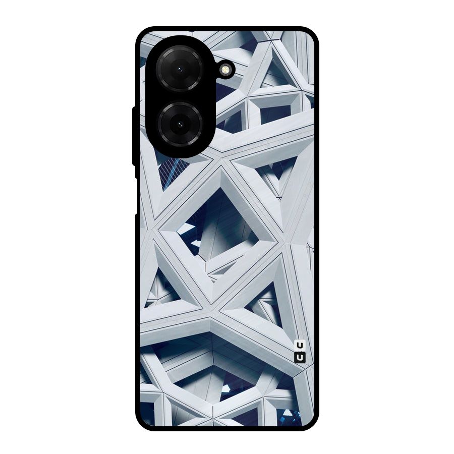 Abstract White Lines Metal Back Case for Poco C71