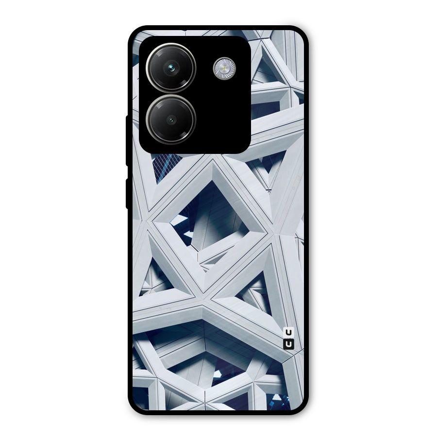 Abstract White Lines Metal Back Case for Poco M7 Pro 5G