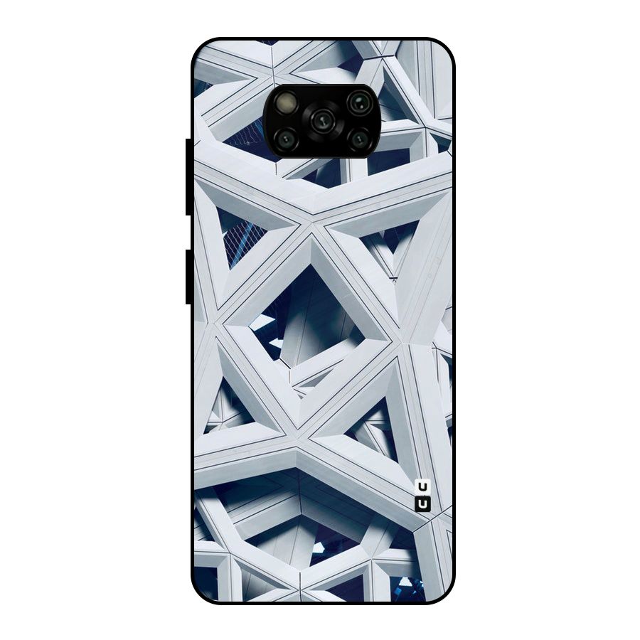 Abstract White Lines Metal Back Case for Poco X3