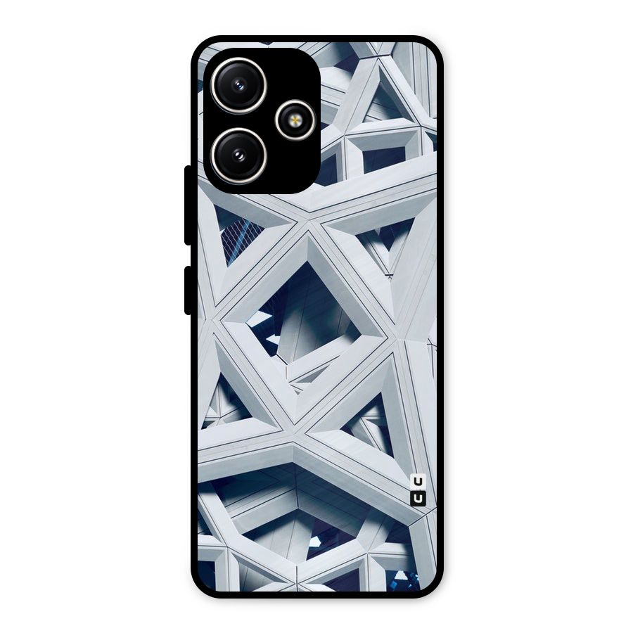Abstract White Lines Metal Back Case for Redmi 12 5G