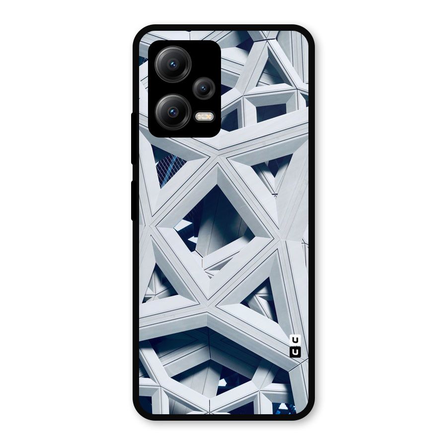 Abstract White Lines Metal Back Case for Redmi Note 12 5G