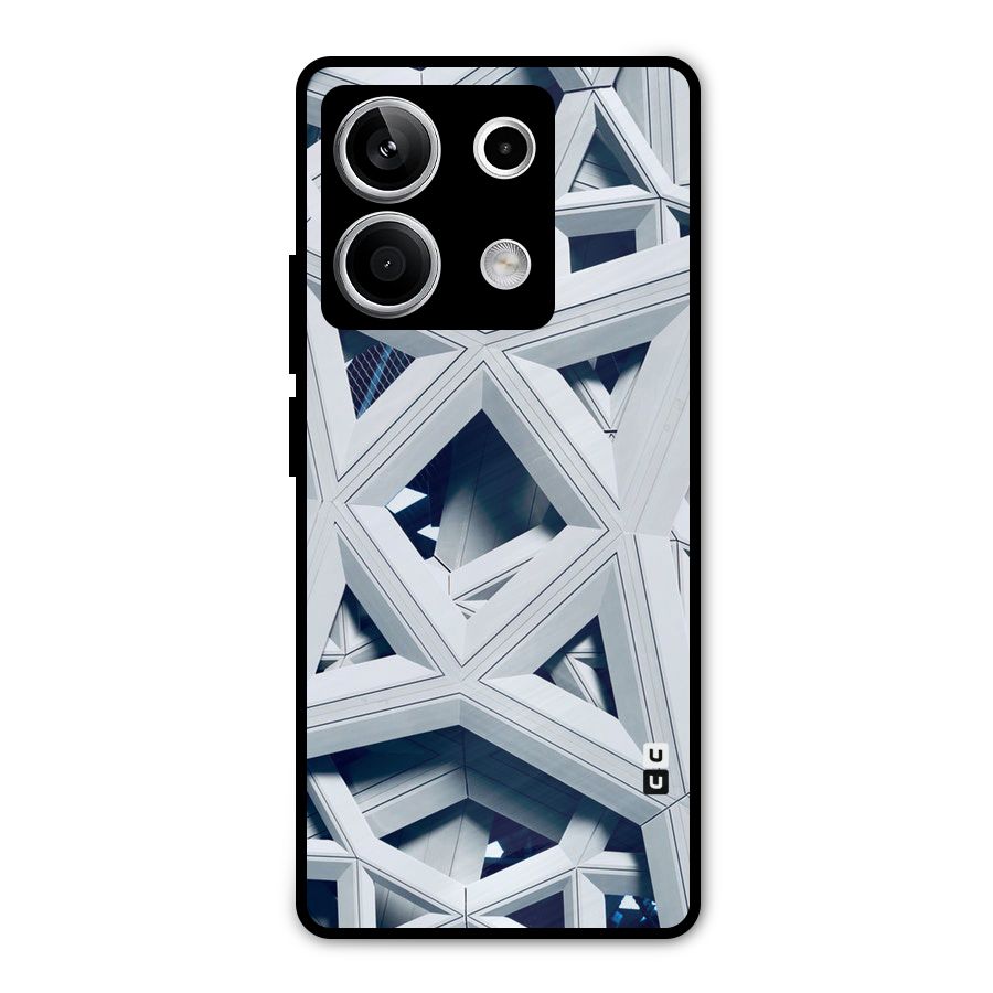 Abstract White Lines Metal Back Case for Redmi Note 13 5G