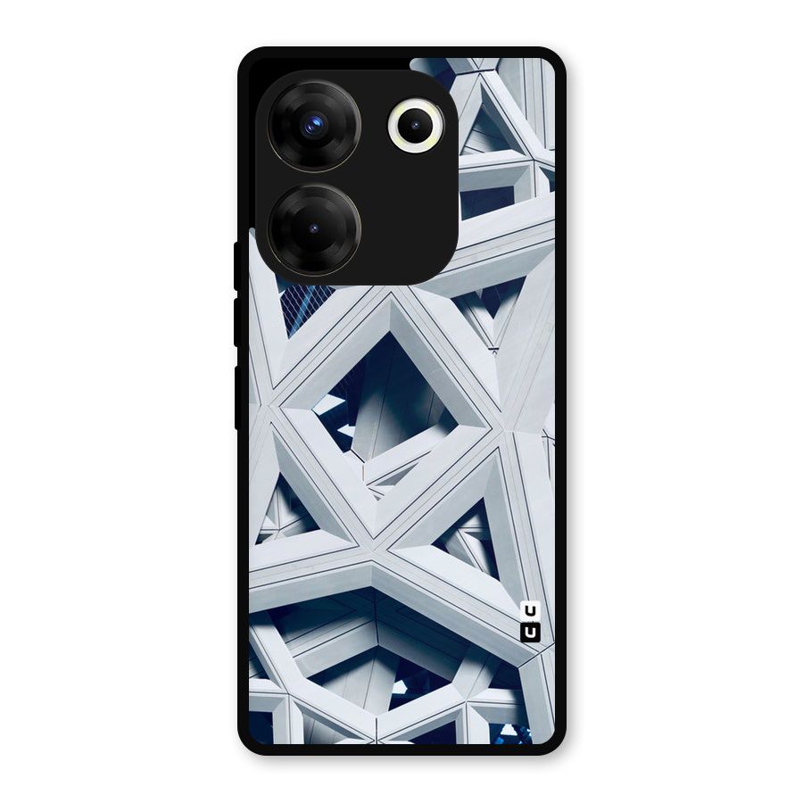 Abstract White Lines Metal Back Case for Tecno Camon 20