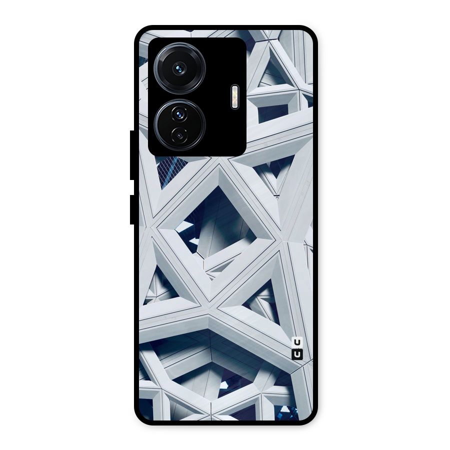 Abstract White Lines Metal Back Case for Vivo T1 Pro