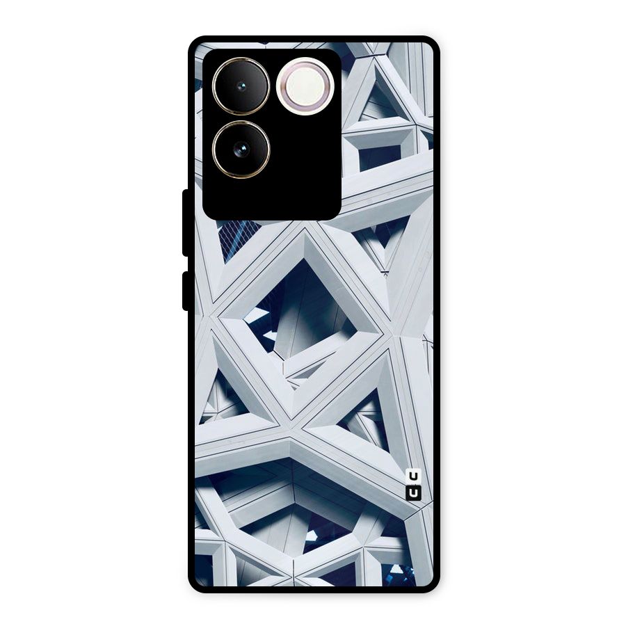 Abstract White Lines Metal Back Case for Vivo T2 Pro