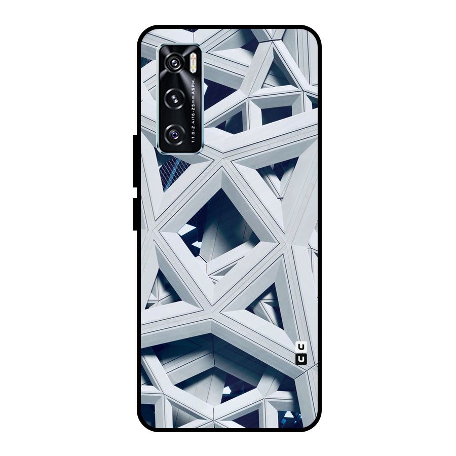 Abstract White Lines Metal Back Case for Vivo V20 SE