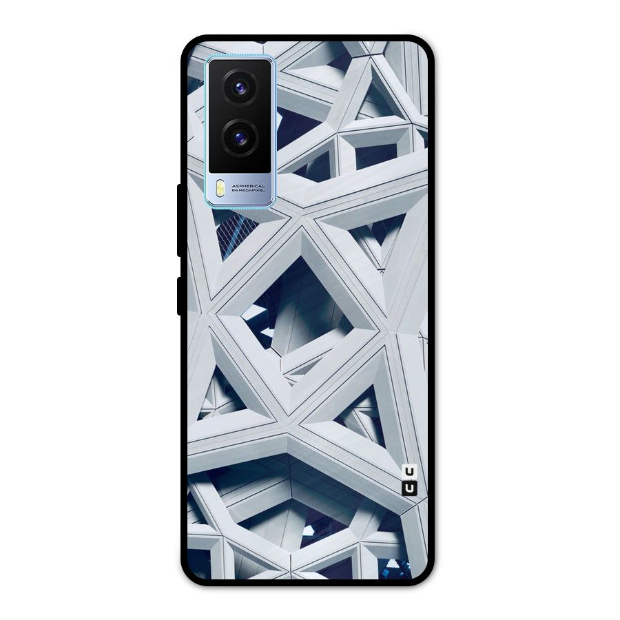 Abstract White Lines Metal Back Case for Vivo V21e 5G