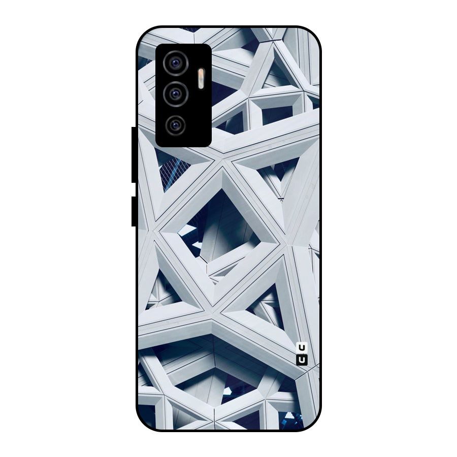 Abstract White Lines Metal Back Case for Vivo V23e