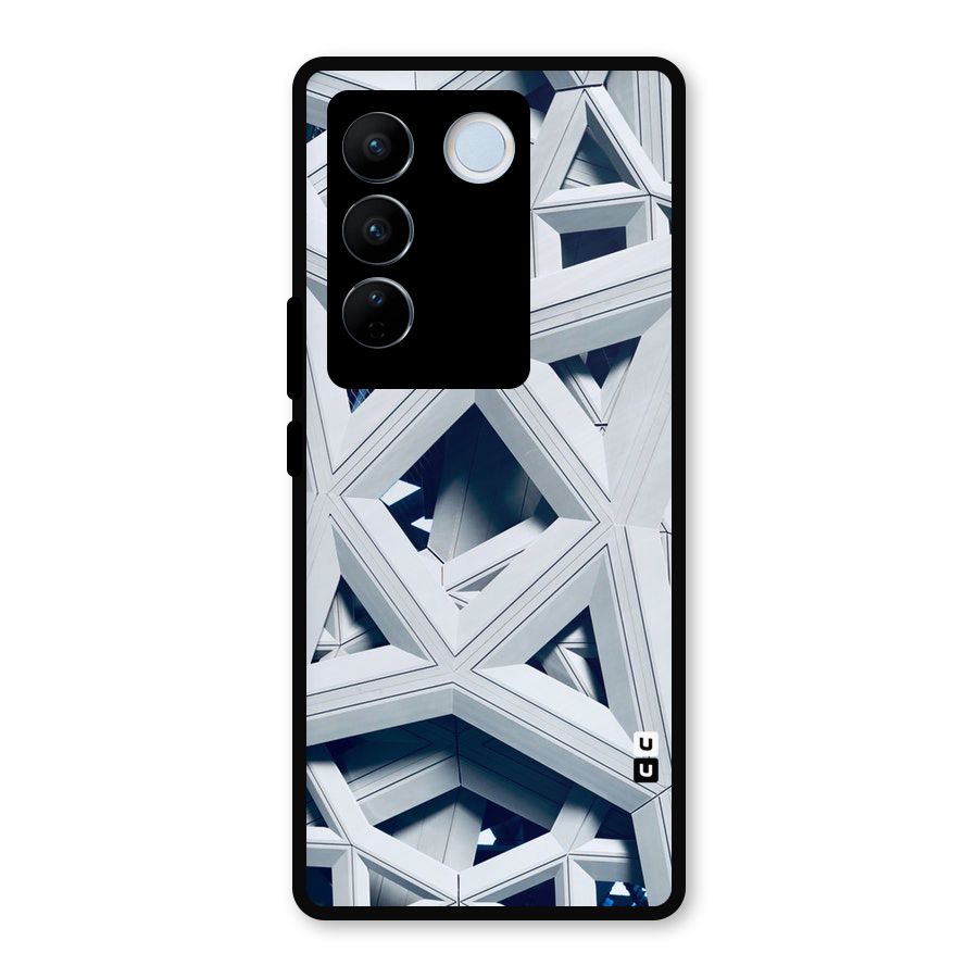 Abstract White Lines Metal Back Case for Vivo V27 Pro