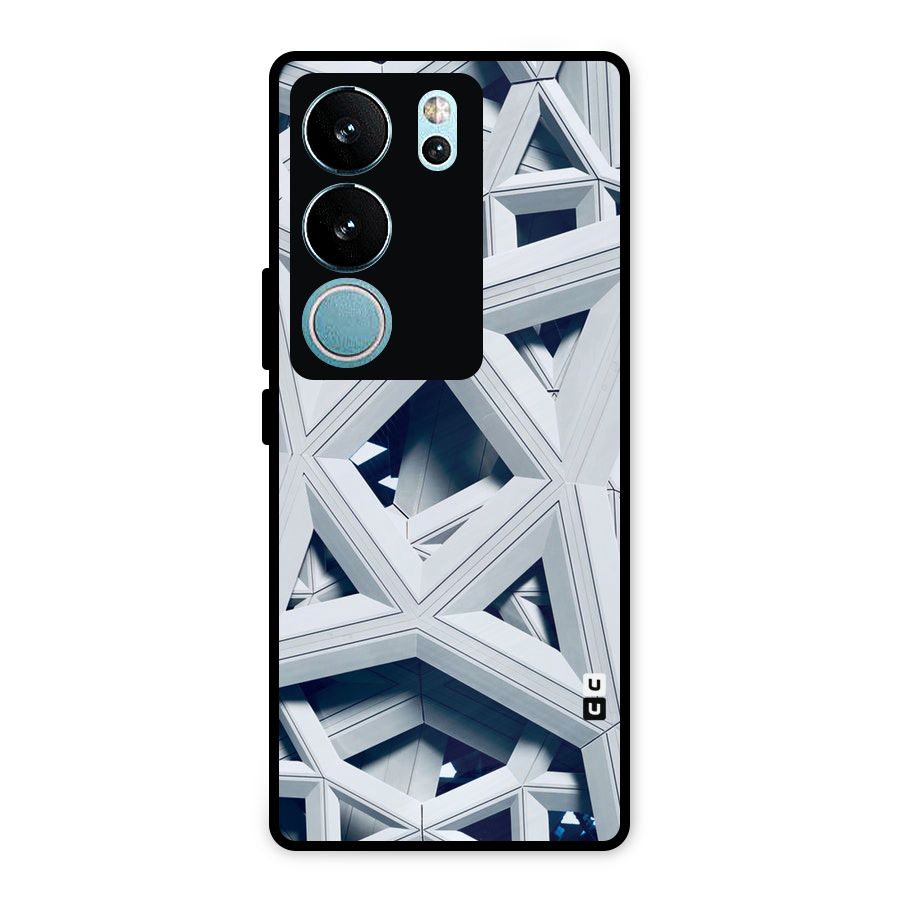 Abstract White Lines Metal Back Case for Vivo V29