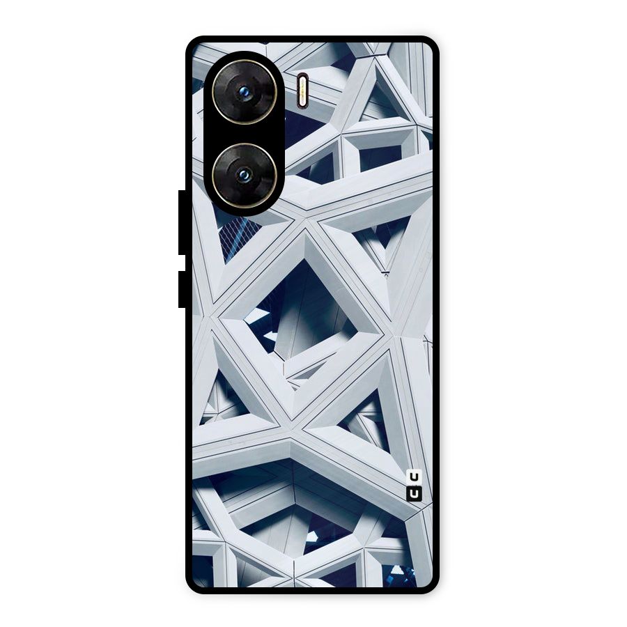 Abstract White Lines Metal Back Case for Vivo V29e