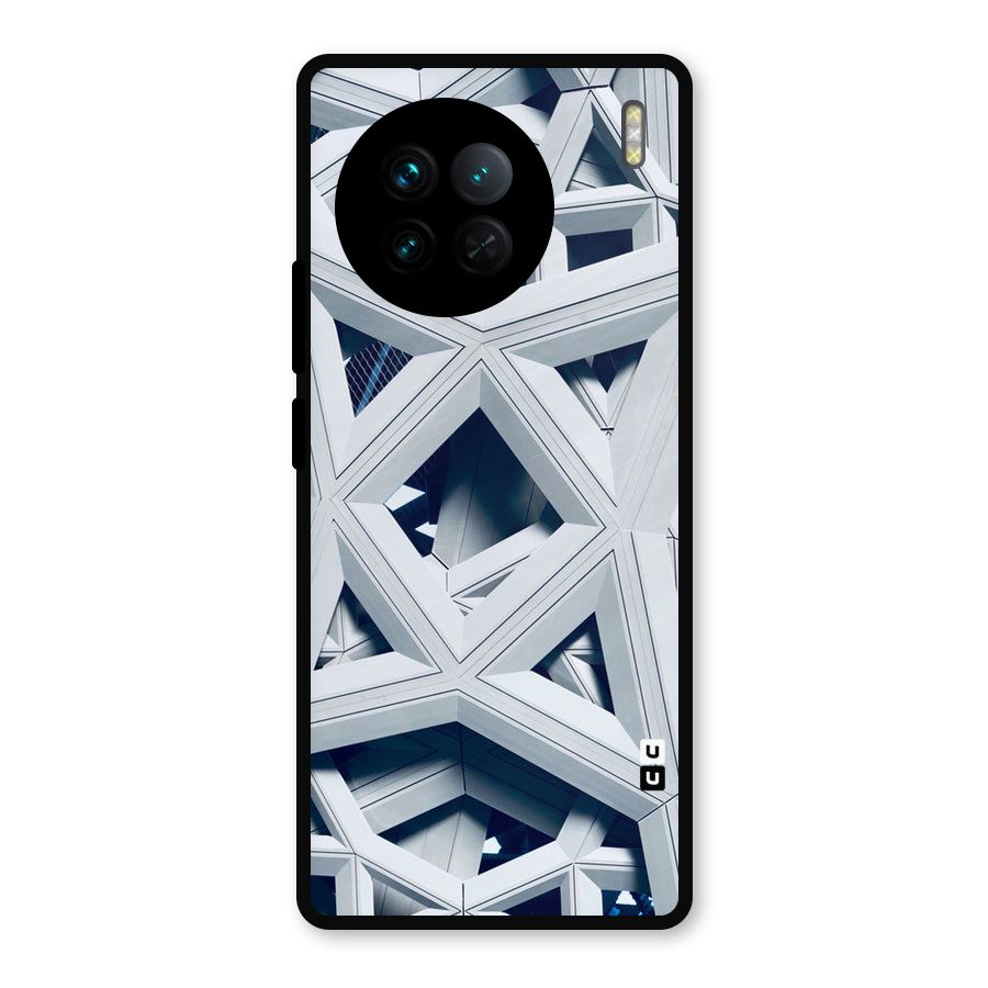Abstract White Lines Metal Back Case for Vivo X90