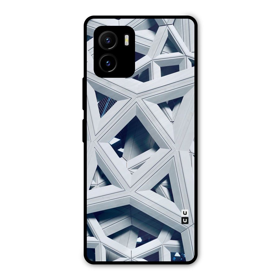 Abstract White Lines Metal Back Case for Vivo Y15s