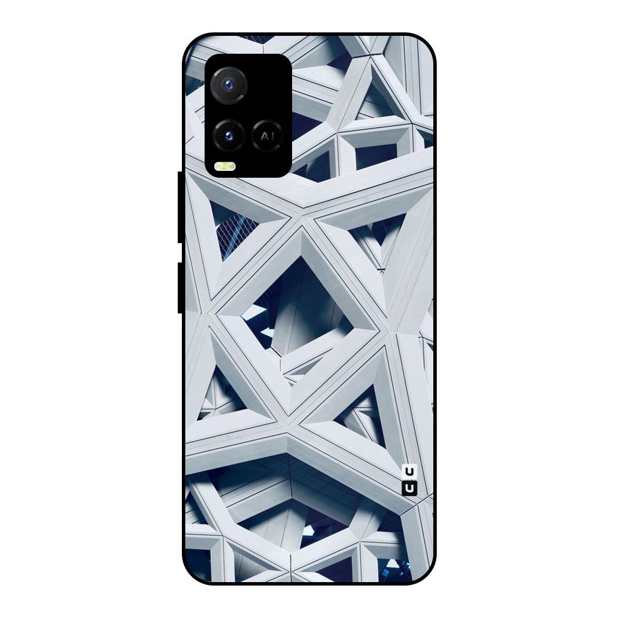 Abstract White Lines Metal Back Case for Vivo Y21 2021