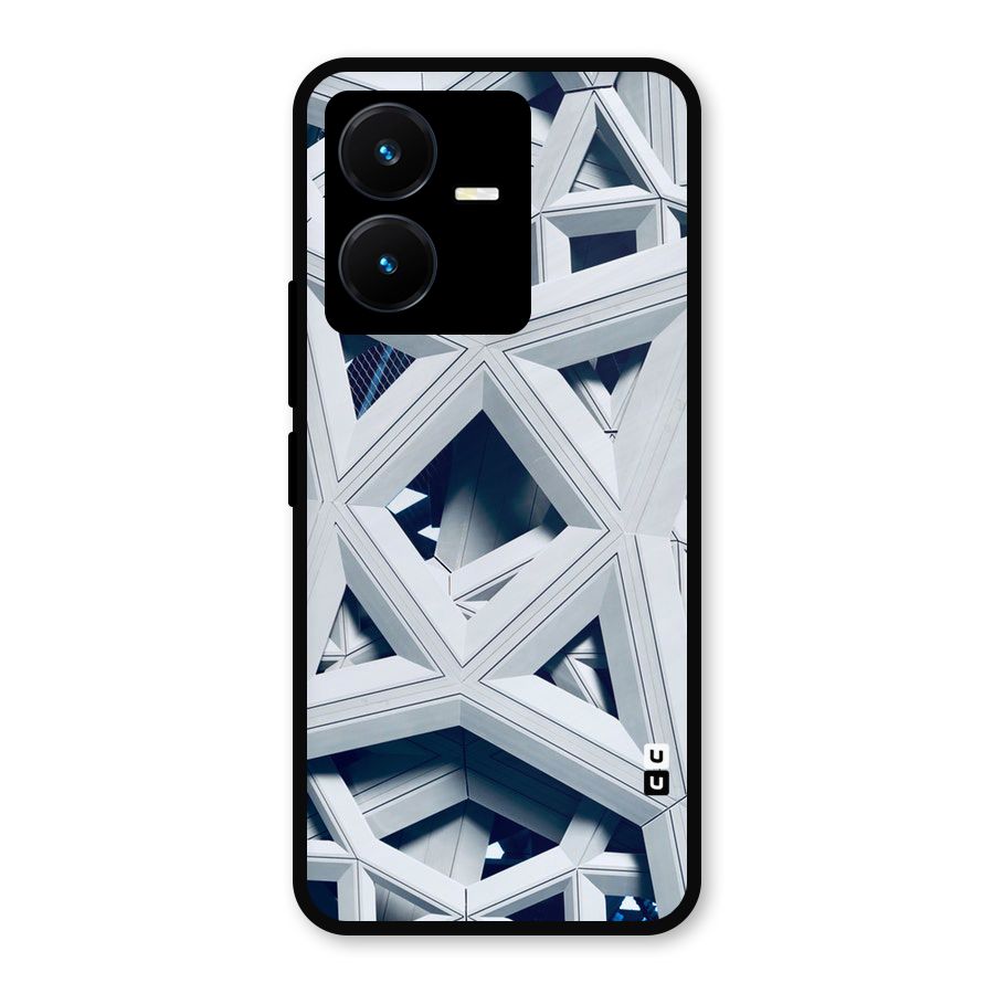 Abstract White Lines Metal Back Case for Vivo Y22s
