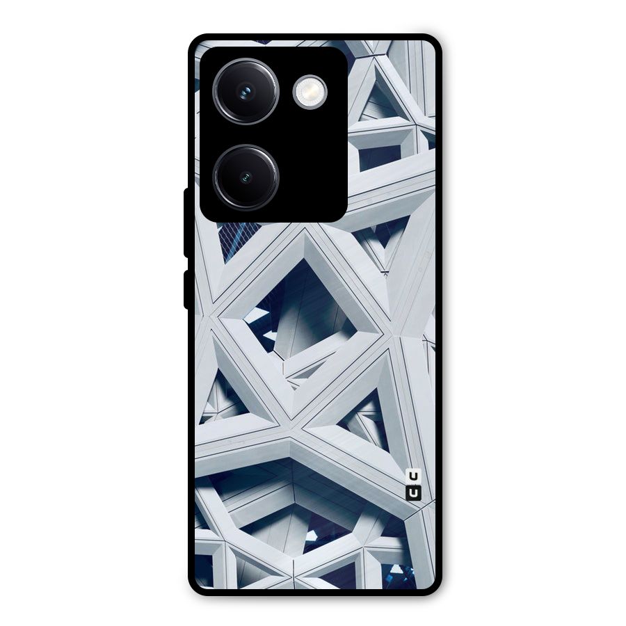 Abstract White Lines Metal Back Case for Vivo Y300 Plus