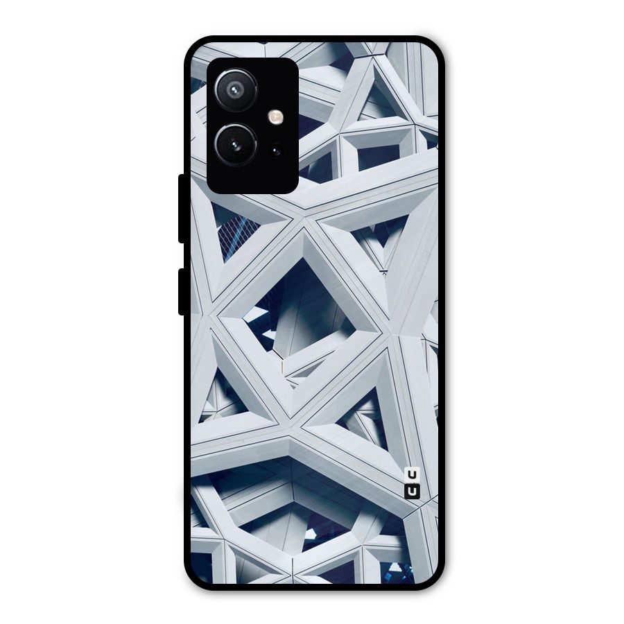 Abstract White Lines Metal Back Case for Vivo Y75 5G