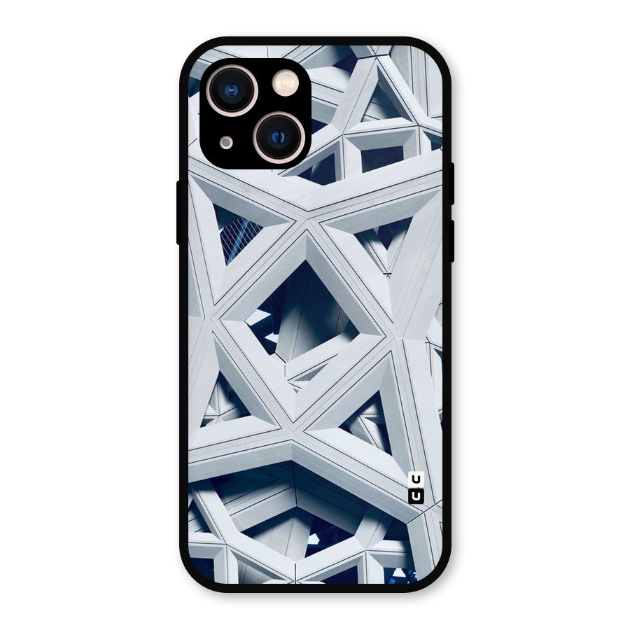 Abstract White Lines Metal Back Case for iPhone 13
