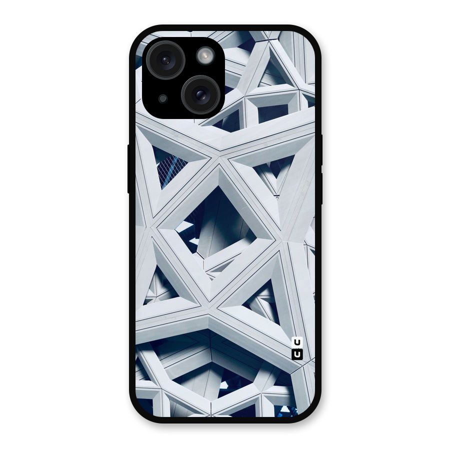 Abstract White Lines Metal Back Case for iPhone 15