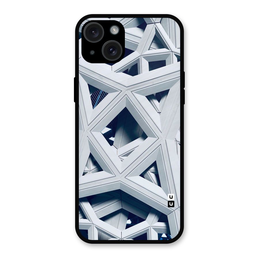 Abstract White Lines Metal Back Case for iPhone 15 Plus
