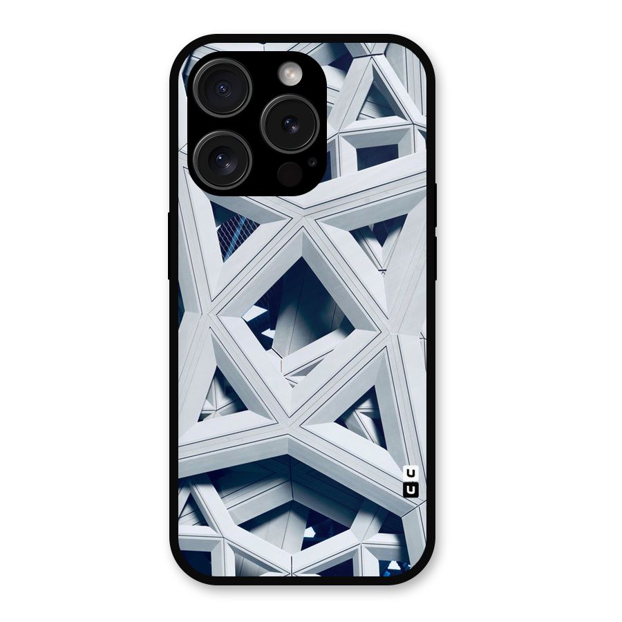 Abstract White Lines Metal Back Case for iPhone 15 Pro