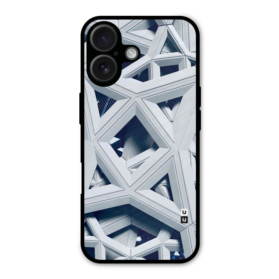 Abstract White Lines Metal Back Case for iPhone 16