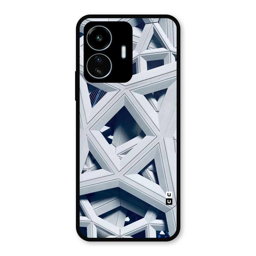 Abstract White Lines Metal Back Case for vivo iQOO Z6 Lite 5G