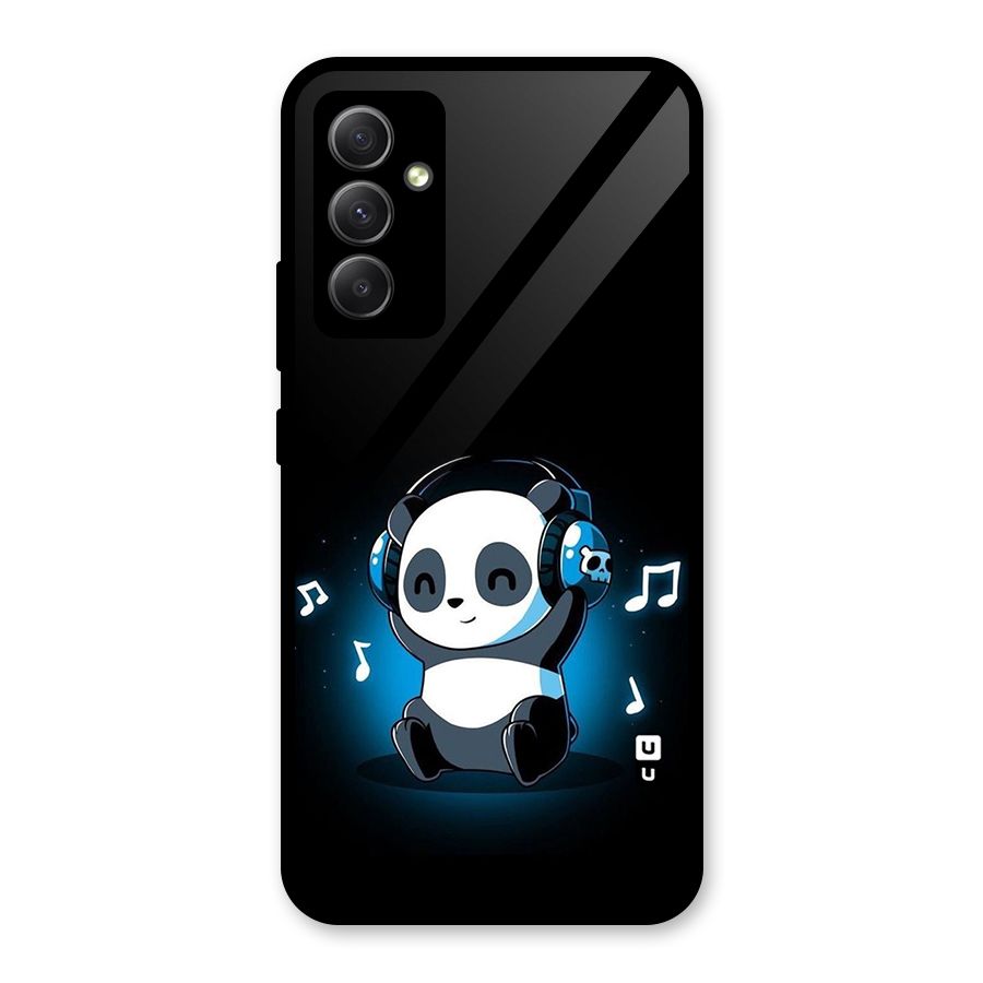 Adorable Panda Enjoying Music Glass Back Case for Galaxy A34