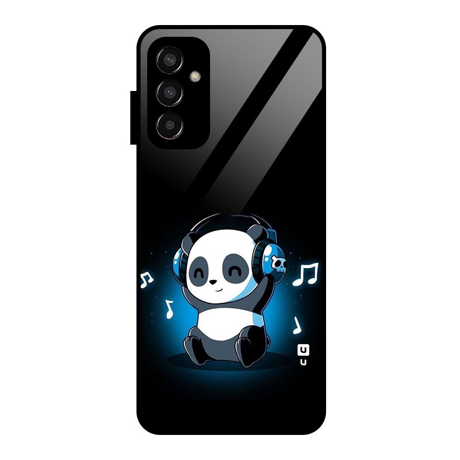 Adorable Panda Enjoying Music Glass Back Case for Galaxy F13